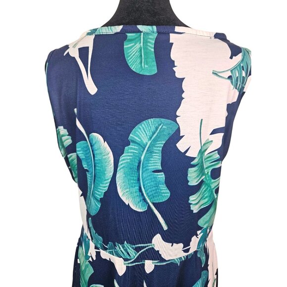 Womens Tropical Print Sleeveless Wrap Dress With Flowy Skirt Size XL Casual Chic - Picture 8 of 10